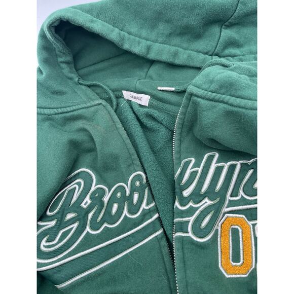 Green Brooklyn oversized zip hoodie sz Sm Style # 0849249 NY 01 Garage Street - Picture 5 of 7